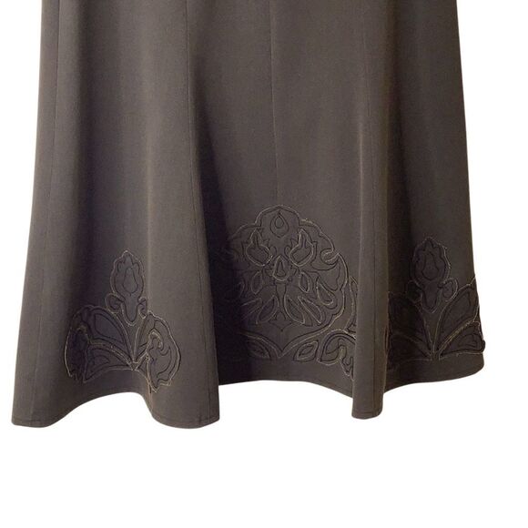 CAbi Dark Brown Embroidered Appliqué Midi Skirt Sz4 Fairy Grunge, Dark Academia - Picture 4 of 15